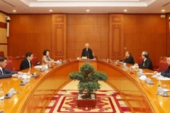 Tổng Bí thư, Chủ tịch nước Nguyễn Phú Trọng, Trưởng Tiểu ban Nhân sự Đại hội XIII của Đảng phát biểu chỉ đạo cuộc họp. (Ảnh: Trí Dũng/TTXVN)