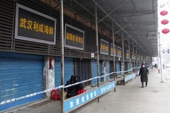 Khu chợ được cho là nơi bùng phát dịch tại Vũ Hán. (Ảnh: Kyodo)