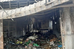 Hiện trường vụ hỏa hoạn. (Ảnh: Công Mạo/TTXVN)