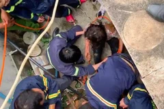 Nạn nhân may mắn được cứu sau khi ngã xuống giếng. (Ảnh: Baomoi)