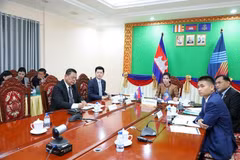 Phái đoàn Campuchia tham dự AIPA 41. (Ảnh: AKP) 