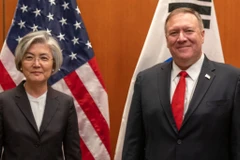 Ngoại trưởng Mỹ Mike Pompeo và người đồng cấp Hàn Quốc Kang Kyung-wha. (Ảnh: ĐSQ Mỹ tại Hàn Quốc)