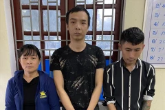 Các đối tượng tại trụ sở cơ quan điều tra. (Ảnh: Công an Thanh Hóa)