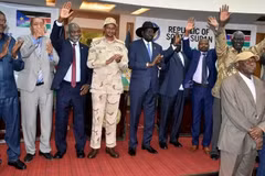 Lễ ký thỏa thuận hòa bình tại thủ đô Juba. (Ảnh: Reuters)