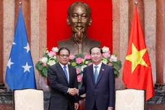 Chủ tịch nước Trần Đại Quang tiếp Ngài Wesley W. Simina, Chủ tịch Quốc hội Liên bang Micronesia đang thăm chính thức Việt Nam. (Ảnh: Lâm Khánh/TTXVN)