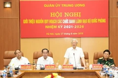 Tổng Bí thư Nguyễn Phú Trọng, Bí thư Quân ủy Trung ương phát biểu khai mạc Hội nghị. (Ảnh: Trí Dũng/TTXVN)