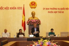 Chủ tịch Quốc hội Nguyễn Sinh Hùng phát biểu bế mạc phiên họp. (Ảnh: Phương Hoa/TTXVN)