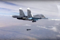 Máy bay Nga thả bom các mục tiêu tại Syria. (Nguồn: AP)