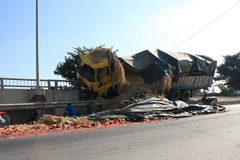 Hiện trường vụ tai nạn. (Ảnh: Ninh Đức Phương/TTXVN)