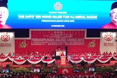 Thủ tướng Najib, Chủ tịch UMNO tại Đại Hội Đảng UMNO lần thứ 69. (Ảnh do đoàn cung cấp)