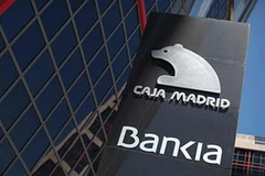 Biểu tượng Ngân hàng Bankia của Tây Ban Nha bên ngoài trụ sở ở Madrid. (Nguồn: Reuters) 