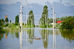 Cảnh ngập lụt ở Sendreni, Romania ngày 29/6. (Nguồn: AFP/TTXVN)