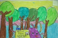 "Ôtô chữa bệnh cho cây" - một trong 50 tác phẩm lọt vào vòng 2 cuộc thi Ý tưởng trẻ thơ 2008. (Nguồn: Internet)