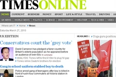 Trang chủ của phiên bản báo Times online. (Ảnh: Internet/Vietnam+)