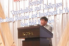 Thứ trưởng Công thương Nguyễn Thành Biên tại hội thảo ở Khon Kaen, Thái Lan ngày 29/9. (Ảnh: Ngọc Tiến/Vietnam+)