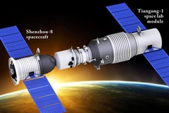 Tàu vũ trụ Thần Châu-8 ghép nối thành công với modul thí nghiệm trong không gian. (Nguồn: THX/TTXVN)