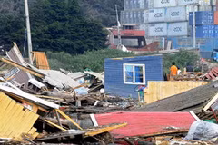Cảnh tàn phá do sóng thần gây ra ở San Antonio, Valparaiso, Chile, sau trận động đất kinh hoàng. (Ảnh minh họa: AFP/TTXVN) 