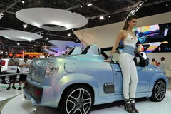 Người mẫu bên một mẫu xe của hãng Fiat. Ảnh minh họa. (Nguồn: THX/TTXVN)