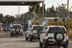 Xe của lực lượng gìn giữ hòa bình LHQ tại điểm kiểm soát Quneitra giữa Israel và Syria ngày 8/3. Ảnh minh họa. (Nguồn: AFP/TTXVN)