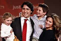 Ông Justin Trudeau cùng với vợ con. (Nguồn: Reuters)