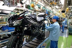 Dây chuyền sản xuất xe máy của hãng Yamaha tại Nhật Bản. Ảnh minh họa. (Nguồn: Bloomberg)