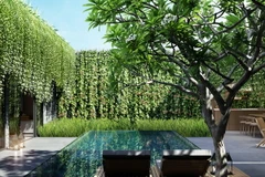 Không gian The Coast Villas thoáng đãng với hồ bơi ngăn cách giữa phòng khách, bếp ăn và khu vực phòng ngủ.