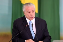 Tổng thống Brazil Michel Teme phát biểu tại một sự kiện ở Brasilia. (Nguồn: AFP/TTXVN)