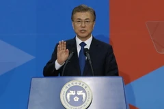 Tổng thống Hàn Quốc Moon Jae-in tại một buổi lễ ở Seoul. (Nguồn: AFP/TTXVN)