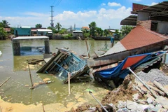 Hiện trường vụ sạt lở. (Ảnh: TTXVN phát)