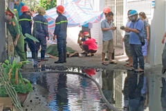 Hiện trường vụ cháy. (Ảnh: Hồng Hiếu/TTXVN)