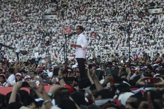 Tổng thống Indonesia Joko Widodo tại cuộc vận động tranh cử ở Jakarta, Indonesia ngày 13/4. (Ảnh: AFP/TTXVN)