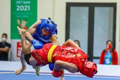 Wushu giành 6 huy chương Vàng ở nội dung tấn thủ. (Ảnh: Phạm Tuấn Anh/TTXVN)