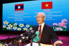 Tổng Bí thư Nguyễn Phú Trọng đọc Diễn văn tại Lễ kỷ niệm. (Ảnh: Trí Dũng/TTXVN)