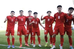 Niềm vui của các cầu thủ U23 Việt Nam. (Ảnh: Song Ngọc/TTXVN phát)