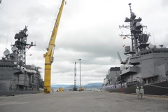 Biên đội tàu huấn luyện đường dài thuộc Lực lượng Tự vệ trên biển Nhật Bản thăm Cảng Tiên Sa (Đà nẵng) tháng 2/2022. (Ảnh: Văn Dũng - TTXVN)