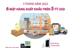 [Infographics] 5 tháng năm 2022: 6 mặt hàng xuất khẩu trên 5 tỷ USD
