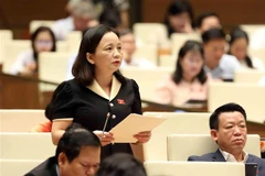 Đại biểu Quốc hội tỉnh Thanh Hóa Cầm Thị Mẫn phát biểu ý kiến. (Ảnh: An Đăng/TTXVN)