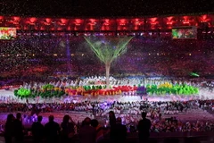 Một tiết mục nghệ thuật tại lễ bế mạc Thế vận hội Rio. (Nguồn: AFP/TTXVN)