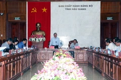 Ban Thường vụ Tỉnh ủy Hậu Giang họp kiểm điểm tập thể, cá nhân năm 2016. (Ảnh: Duy Khương/TTXVN)