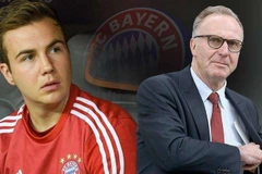 Mario Götze (trái) và chủ tịch Fcb Karl Rummenigge. (Ảnh: Nguồn: fcb.de)