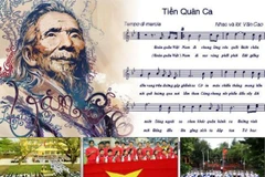 Ca khúc 'Tiến quân ca' được cố nhạc sỹ Văn Cao sáng tác năm 1944 và được sử dụng làm 'Quốc ca' nước Cộng hòa Xã hội Chủ nghĩa Việt Nam từ năm 1976. (Ảnh: Chụp lại màn hình) 
