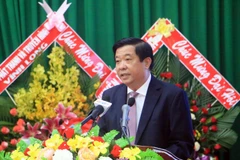 Phó Bí thư Thường trực Tỉnh ủy Vĩnh Long Bùi Văn Nghiêm phát biểu chỉ đạo Đại hội. (Ảnh: Phạm Minh Tuấn/TTXVN)