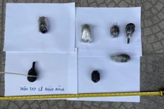 Đất khu đồng Sênh được quây bằng thép gai. Cảnh sát cắm chốt tại tất cả các lối ra vào thôn Hoành, xã Đồng Tâm. (Ảnh: TTXVN phát)