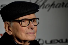 Nhà soạn nhạc Ennio Morricone tại lễ ra mắt phim The Hateful Eight ở Rome của Italy ngày 28/1/2016. (Ảnh: AFP/TTXVN)