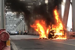 Hiện trường vụ cháy. (Ảnh: Minh Quyết/TTXVN)