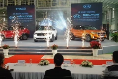 Những dòng xe xe Kia Seltos tại lễ xuất xưởng sáng nay.