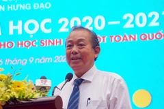 Ủy viên Bộ Chính trị, Phó Thủ tướng Thường trực Chính phủ Trương Hòa Bình phát biểu tại buổi lễ. (Ảnh: Thu Hoài/TTXVN)