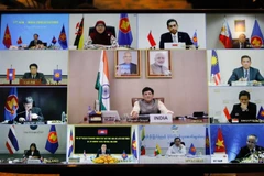 Các điểm cầu ASEAN và Ấn Độ tham dự hội nghị. (Ảnh: Trần Việt/TTXVN)