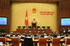 457/457 đại biểu Quốc hội có mặt tại Hội trường biểu quyết thông qua Nghị quyết phê chuẩn EVFTA. (Ảnh: Dương Giang/TTXVN)