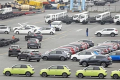 Xe Honda CR-V được vận chuyển đến một cảng ở Yokohama. (Nguồn: Bloomberg)